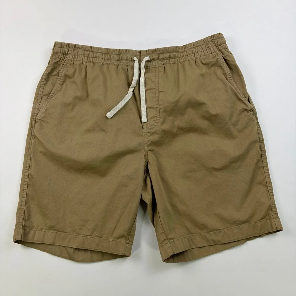 J. Crew Dock Shorts Mens Medium Brown Khaki Stretch Cotton Pull On 8in